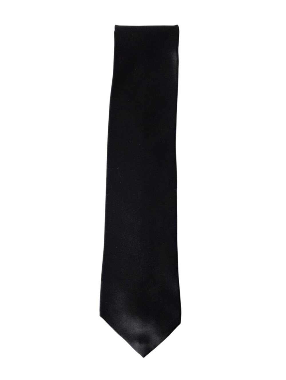 SAVILLE ROW Black Satin Silk Solid Formal Luxury Necktie NWOT
